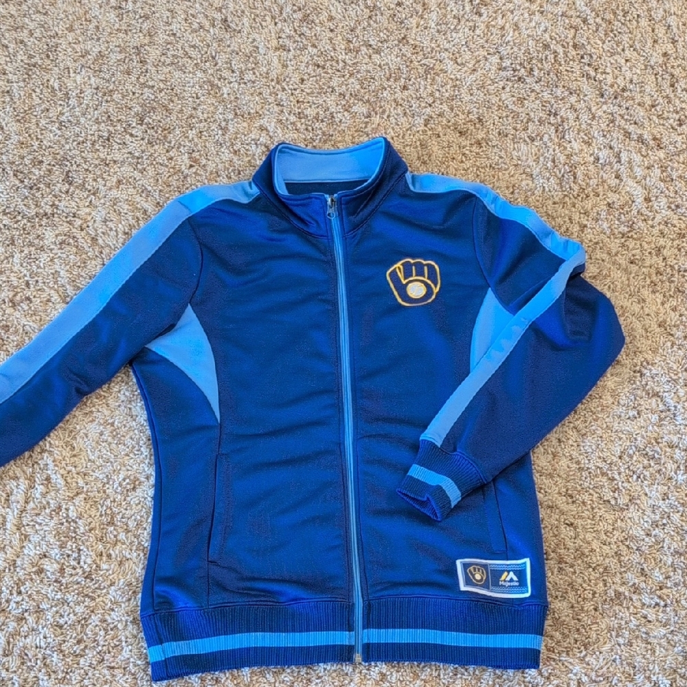 Majestic Milwaukee Brewers Blue Track Jacket